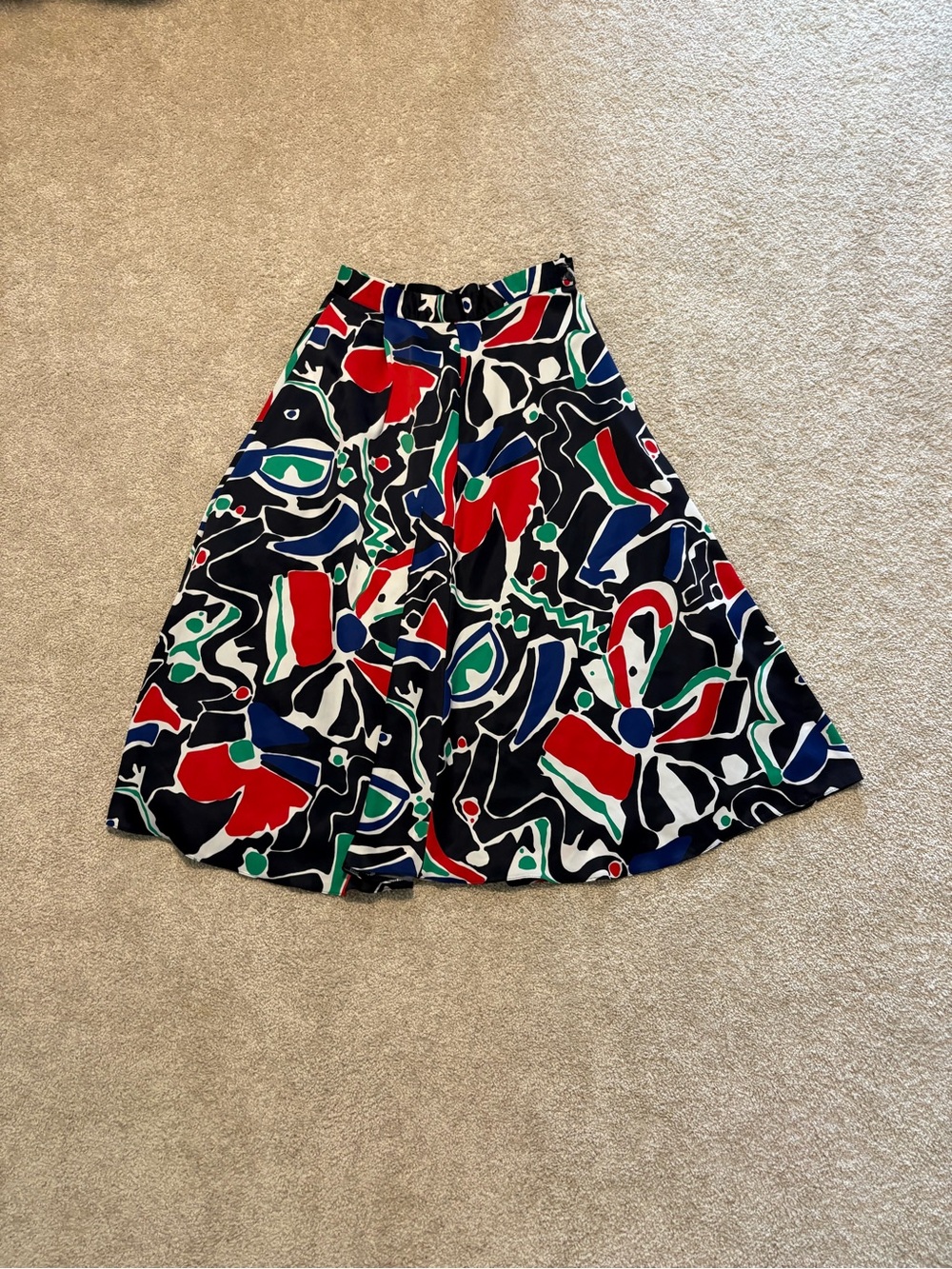 Alexon Abstract Print A-Line Midi Skirt Size 10 Colorful Vintage-Inspired